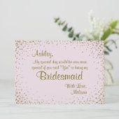 Wees mijn Bridesmaid | Goud Confetti op Blush Kaart (Staand voorkant)