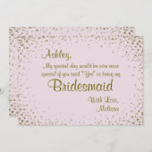 Wees mijn Bridesmaid | Goud Confetti op Blush Kaart (Voorkant / Achterkant)