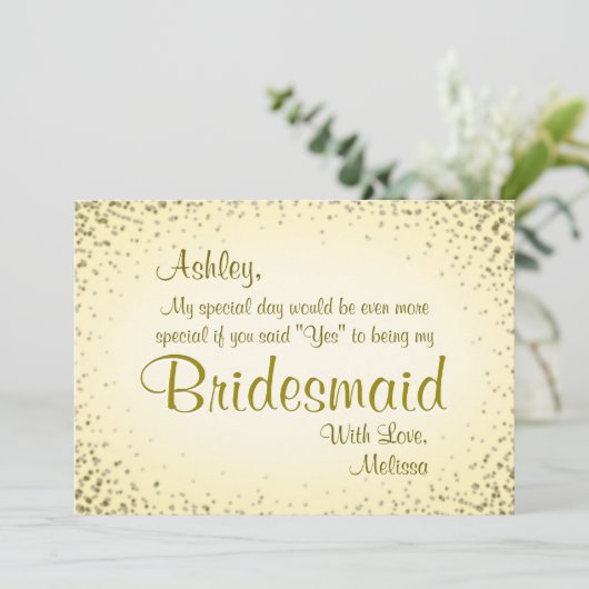 Wees mijn Bridesmaid |  goud Kaart (Staand voorkant)