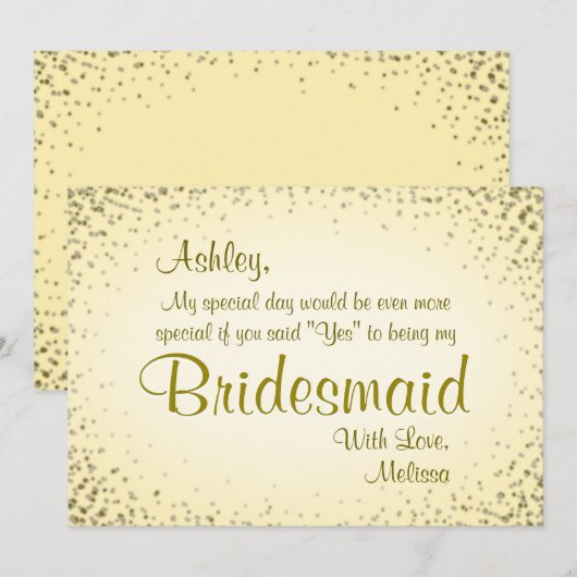 Wees mijn Bridesmaid |  goud Kaart (Voorkant / Achterkant)