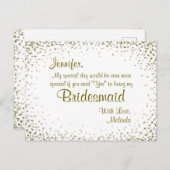 Wees mijn Bridesmaid | GoudConfetti Briefkaart (Voorkant / Achterkant)