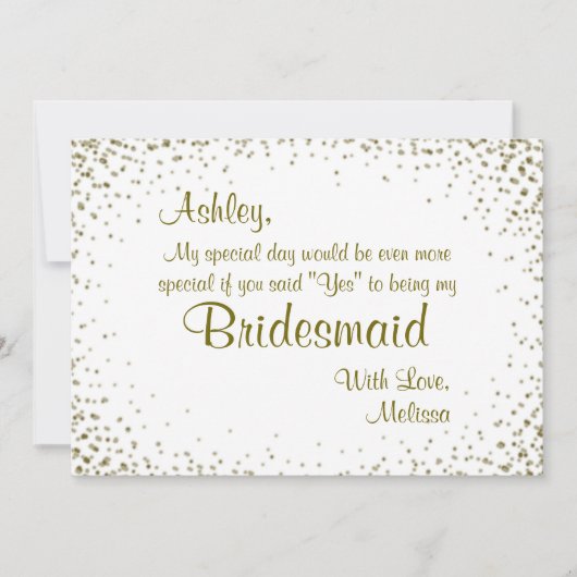 Wees mijn Bridesmaid | GoudConfetti Kaart (Voorkant)