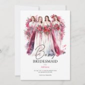 Wees mijn Bridesmaid in de Waterverf | Weddenschap Kaart (Voorkant)