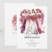 Wees mijn Bridesmaid in de Waterverf | Weddenschap Kaart (Voorkant / Achterkant)