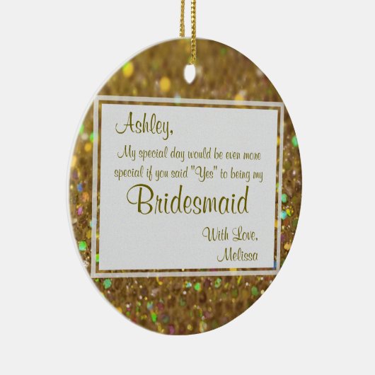 Wees mijn Bridesmaid Keepslag Keramisch Ornament (Rechts)