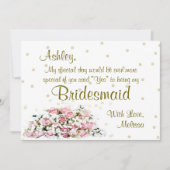 Wees mijn Bridesmaid | Roze rozen Kaart (Voorkant)