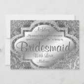 Wees mijn Bridesmaid | Silver Damask Kaart (Voorkant)