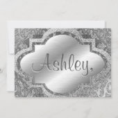 Wees mijn Bridesmaid | Silver Damask Kaart (Achterkant)