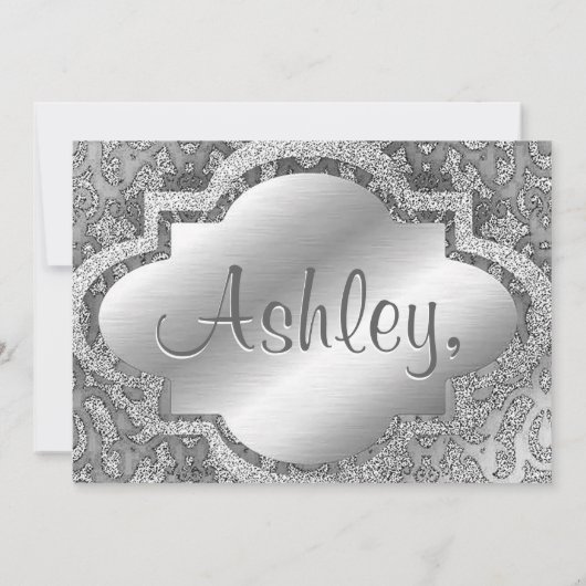 Wees mijn Bridesmaid | Silver Damask Kaart (Achterkant)