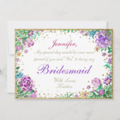 Wees mijn Bridesmaid | Waterverf bloemen Kaart (Voorkant)