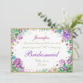 Wees mijn Bridesmaid | Waterverf bloemen Kaart (Staand voorkant)