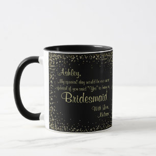 Wees mijn Bridesmaid Zwart en goud Mok