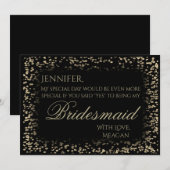 Wees mijn Bridesmaid | Zwarte en goudConfetti Kaart (Voorkant / Achterkant)