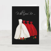 Wees mijn Bridesmaïde Kaart Rood Wit (Voorkant)