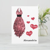 Wees mijn Bridesmaïde Valentijn Roze Glitter Dress Feestdagenkaart (Staand voorkant)