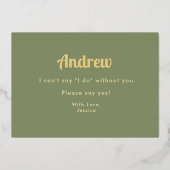 Wees mijn Bridesman Sage Green Folie Invitation Folie Uitnodiging (Achterkant)