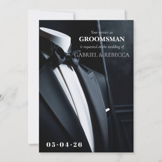 Wees mijn bruidegom verzoek zwart stropdas bruilof kaart (Voorkant)