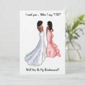Wees mijn bruidsmeisje - Afro-Amerikaans Kaart (Staand voorkant)