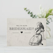 Wees mijn bruidsmeisje Alice in Wonderland Kaart (Staand voorkant)