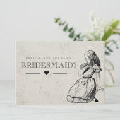 Wees mijn bruidsmeisje  Alice in Wonderland Kaart (Staand voorkant)