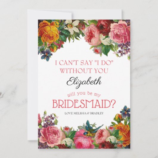 Wees mijn bruidsmeisje |  Bloembruidsmeisje Kaart (Voorkant)