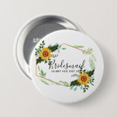 Wees mijn bruidsmeisje, bloemenmeisje,  ere- bruid ronde button 7,6 cm (Voorkant /achterkant)