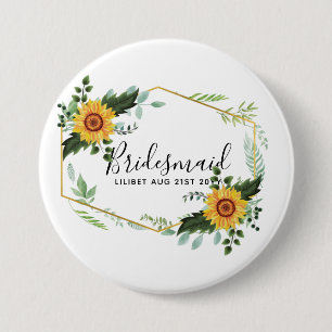 Wees mijn bruidsmeisje, bloemenmeisje,  ere- bruid ronde button 7,6 cm