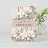 Wees mijn bruidsmeisje Elegante tropische orchidee Kaart (Staand voorkant)