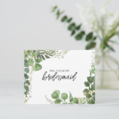 Wees mijn bruidsmeisje Eucalyptus en gebogen goud Feestdagenkaart (Staand voorkant)