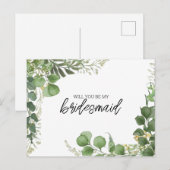 Wees mijn bruidsmeisje Eucalyptus en gebogen goud Feestdagenkaart (Voorkant / Achterkant)