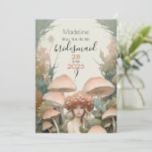 Wees mijn bruidsmeisje fluisterend Bossen paddenst Kaart (Staand voorkant)