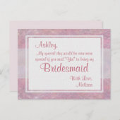 Wees mijn bruidsmeisje | Fuchsia Uitnodiging Briefkaart (Voorkant / Achterkant)