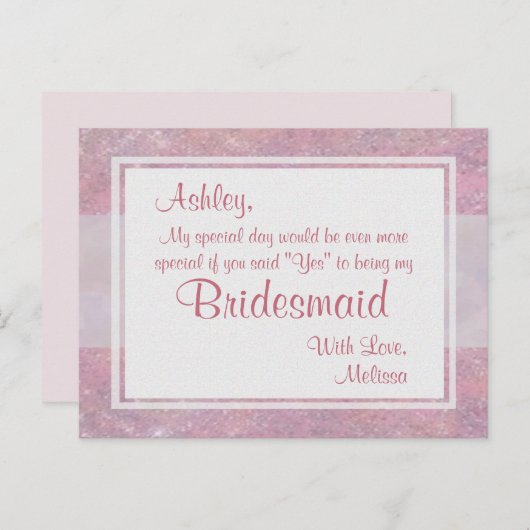 Wees mijn bruidsmeisje | Fuchsia Uitnodiging Briefkaart (Voorkant / Achterkant)