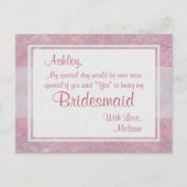 Wees mijn bruidsmeisje | Fuchsia Uitnodiging Briefkaart (Voorkant)