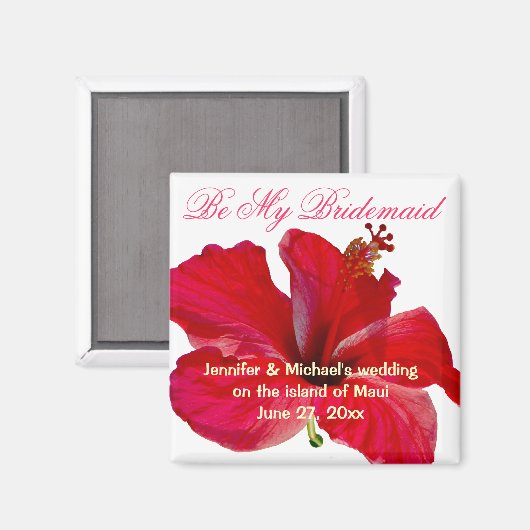 Wees mijn bruidsmeisje Hawaiian Flower Magneet (Voorkant / Achterkant)