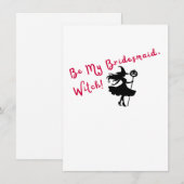 Wees mijn bruidsmeisje, heks! Rode uitnodiging voo (Voorkant / Achterkant)