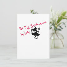 Wees mijn bruidsmeisje, heks! Rode uitnodiging voo