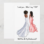 Wees mijn bruidsmeisje kaart- Afro-Amerikaans - Af Kaart (Voorkant / Achterkant)