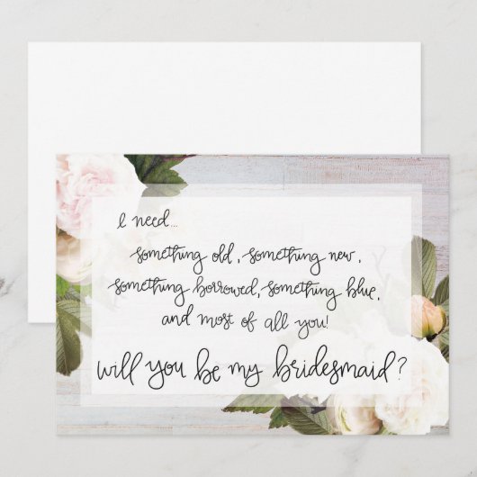 Wees mijn bruidsmeisje | Kaart om bruidsmeisjes te (Voorkant / Achterkant)