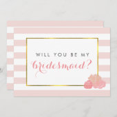 Wees mijn bruidsmeisje Kaart | Roze Streep & Blush (Voorkant / Achterkant)