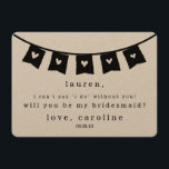 Wees mijn bruidsmeisje Kaart | Rustic Kraft Hearts<br><div class="desc">Vraag je beste meiden om bij je te staan met deze prachtige kaarten. Unieke afgeronde kraftkaarten zijn voorzien van een hartverscheurende illustratie aan de bovenkant en zwarte schrijfmachinestijl belettering. Elk tekstveld is aanpasbaar - voeg de naam van uw bruidsmeisje, jouw naam en uw trouwdatum toe. De standaard tekst luidt: "Ik...</div>