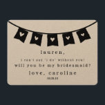 Wees mijn bruidsmeisje Kaart | Rustic Kraft Hearts<br><div class="desc">Vraag je beste meiden om bij je te staan met deze prachtige kaarten. Unieke afgeronde kraftkaarten zijn voorzien van een hartverscheurende illustratie aan de bovenkant en zwarte schrijfmachinestijl belettering. Elk tekstveld is aanpasbaar - voeg de naam van uw bruidsmeisje, jouw naam en uw trouwdatum toe. De standaard tekst luidt: "Ik...</div>