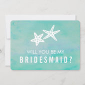 Wees mijn bruidsmeisje Kaart | Zeesterren Aqua (Voorkant)