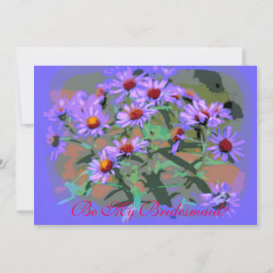Wees mijn bruidsmeisje paarse asters kaart
