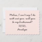Wees mijn bruidsmeisje Roze Strik Bruidsmeisje Voo Kaart (Achterkant)