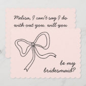 Wees mijn bruidsmeisje Roze Strik Bruidsmeisje Voo Kaart (Voorkant / Achterkant)