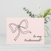 Wees mijn bruidsmeisje Roze Strik Bruidsmeisje Voo Kaart (Staand voorkant)
