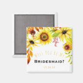 Wees mijn bruidsmeisje rustieke zonnebloemen bruil magneet (Voorkant / Achterkant)