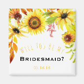 Wees mijn bruidsmeisje rustieke zonnebloemen bruil magneet (Voorkant)