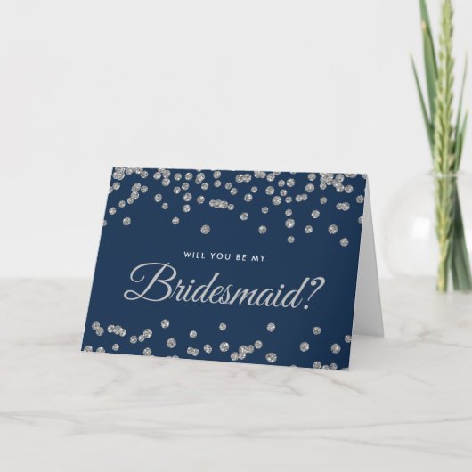 Wees mijn bruidsmeisje Silver Glitter Confetti Nav (Voorkant)